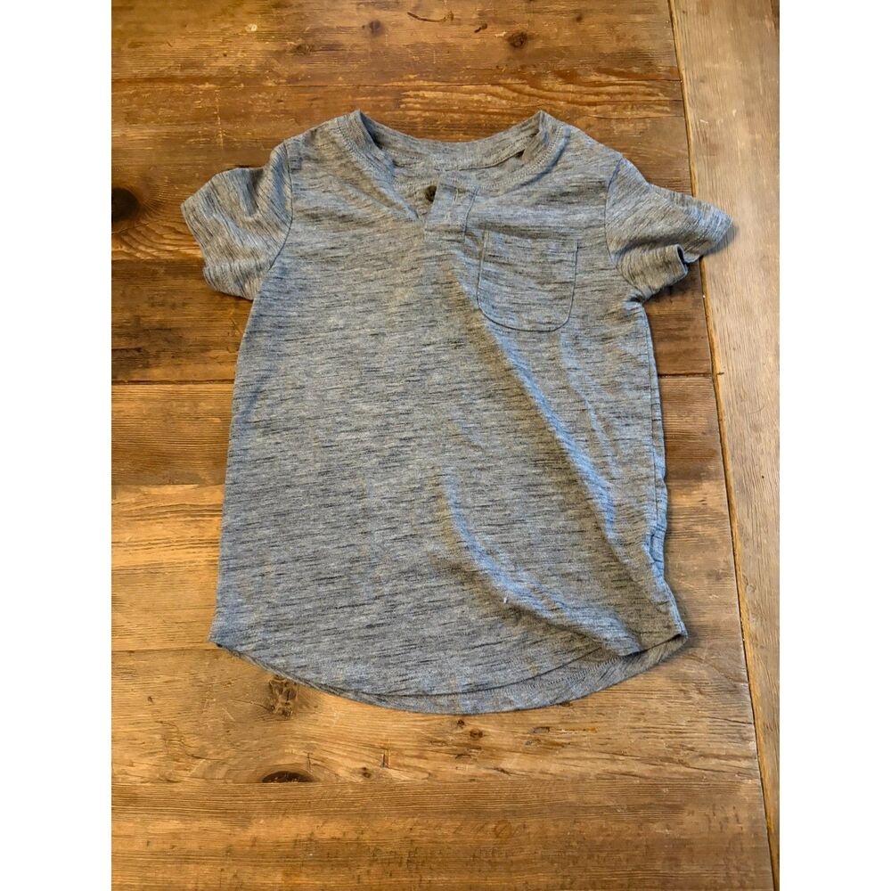 Cat & Jack 3T Gray Marled Short Sleeve Henley Pocket T-Shirt